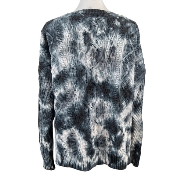 Anthropologie Pilcro Joni Cable-Knit Sweater Tie Dye Wash Slouchy Cotton V-Neck - Picture 3 of 7